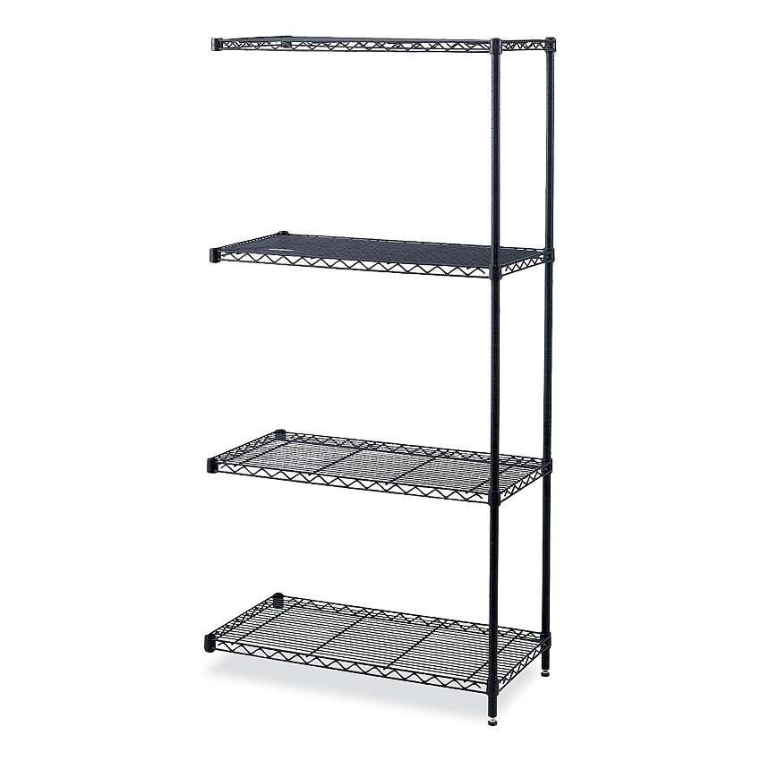 Safco Industrial Add-On Unit, Four-Shelf, 36w x 18d x 72h, Steel, Black (5286BL)