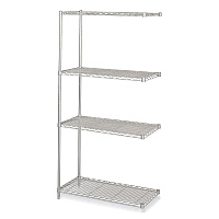Safco Industrial Add-On Unit, Four-Shelf, 36w x 18d x 72h, Steel, Metallic Gray (5286GR)