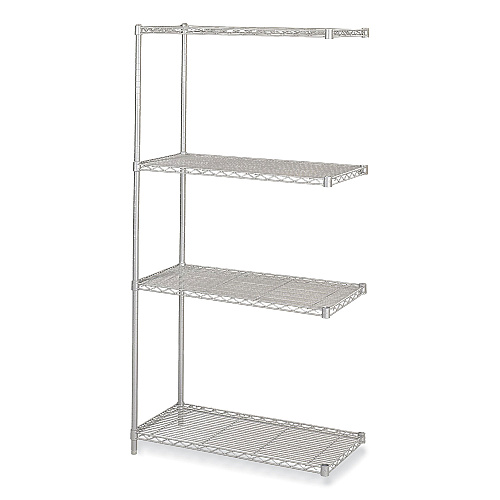 Safco Industrial Add-On Unit, Four-Shelf, 36w x 18d x 72h, Steel, Metallic Gray (5286GR)