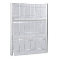 Safco Luxe Magazine Rack, 9 Compartments, 31.75w x 5d x 41h, Clear/Silver (4134SL)