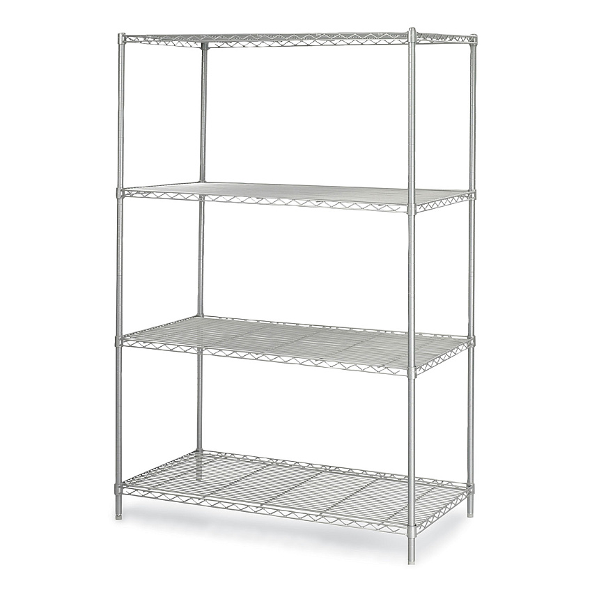 Safco Industrial Wire Shelving, Four-Shelf, 48w x 24d x 72h, Metallic Gray (5294GR)