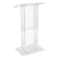 Oklahoma Sound Clear Acrylic Lectern with Shelf, 24 x 15 x 46, Clear (401S)