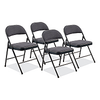 BASICS by NPS 970 Series Fabric Padded Steel Folding Chair, Supports Up to 250 lb, 17.75" Seat Height, Star Trail Blue, 4/Carton (974)