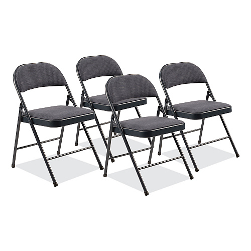 BASICS by NPS 970 Series Fabric Padded Steel Folding Chair, Supports Up to 250 lb, 17.75" Seat Height, Star Trail Blue, 4/Carton (974)