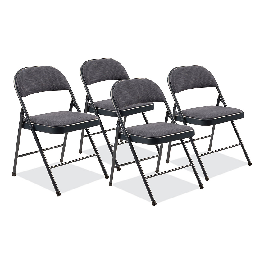 BASICS by NPS 970 Series Fabric Padded Steel Folding Chair, Supports Up to 250 lb, 17.75" Seat Height, Star Trail Blue, 4/Carton (974)