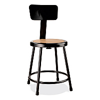 NPS 6200 Series 18" Heavy Duty Stool with Backrest, Supports Up to 500 lb, 33" Seat Height, Brown Seat, Black Back/Base (6218B10)