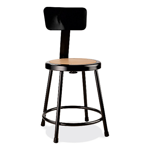 NPS 6200 Series 18" Heavy Duty Stool with Backrest, Supports Up to 500 lb, 33" Seat Height, Brown Seat, Black Back/Base (6218B10)
