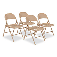 BASICS by NPS 900 Series All-Steel Folding Chair, Supports Up to 250 lb, 17.75" Seat Height, Beige Seat, Beige Back, Beige Base, 4/Carton (901)