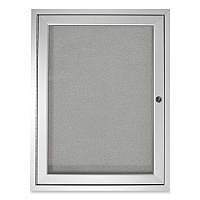 Ghent 1 Door Enclosed Vinyl Bulletin Board with Satin Aluminum Frame, 36 x 36, Silver Surface (PA13636VX193)