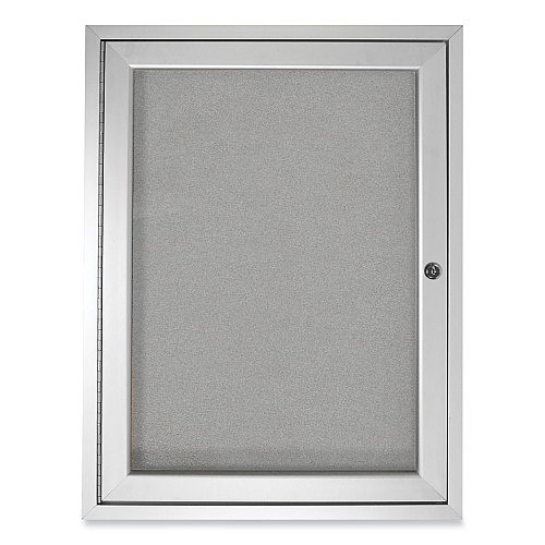 Ghent 1 Door Enclosed Vinyl Bulletin Board with Satin Aluminum Frame, 36 x 36, Silver Surface (PA13636VX193)