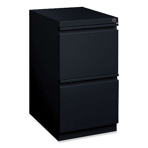 Hirsh Industries Full-Width Pull 20 Deep Mobile Pedestal File, 2-Drawer: File/File, Letter, Black, 15 x 19.88 x 27.75 (18578)