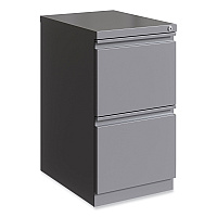 Hirsh Industries Full-Width Pull 20 Deep Mobile Pedestal File, 2-Drawer: File/File, Letter, Arctic Silver, 15 x 19.88 x 27.75 (24111)