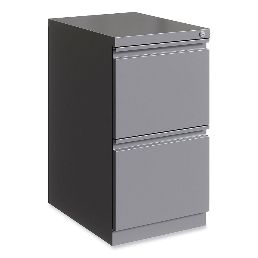 Hirsh Industries Full-Width Pull 20 Deep Mobile Pedestal File, 2-Drawer: File/File, Letter, Arctic Silver, 15 x 19.88 x 27.75 (24111)