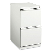 Hirsh Industries Full-Width Pull 20 Deep Mobile Pedestal File, 2-Drawer: File/File, Letter, White, 15 x 19.88 x 27.75 (19357)