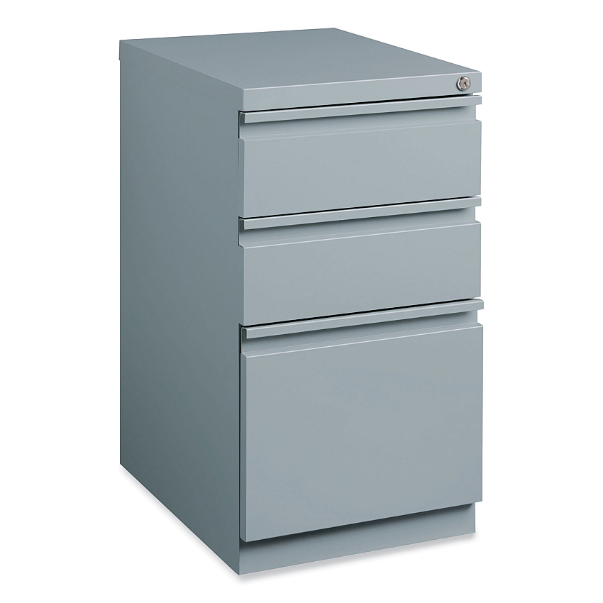 Hirsh Industries Full-Width Pull 20 Deep Mobile Pedestal File, 3-Drawer: Box/Box/File, Letter, Platinum, 15 x 19.88 x 27.75 (21856)