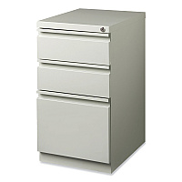 Hirsh Industries Full-Width Pull 20 Deep Mobile Pedestal File, 3-Drawer: Box/Box/File, Letter, Light Gray, 15 x 19.88 x 27.75 (18576)