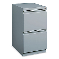 Hirsh Industries Full-Width Pull 20 Deep Mobile Pedestal File, 2-Drawer: File/File, Letter, Platinum, 15 x 19.88 x 27.75 (21857)