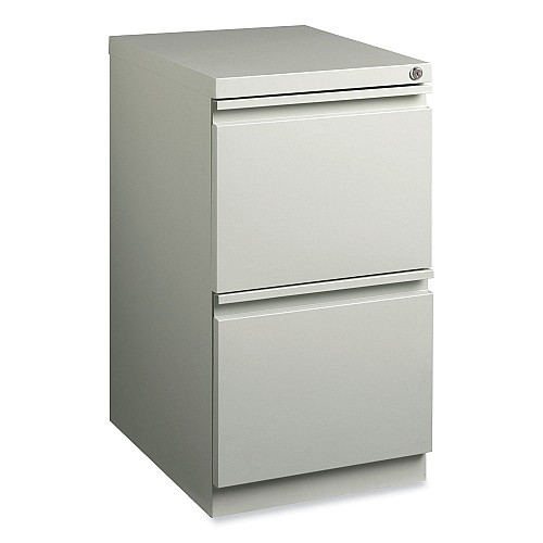 Hirsh Industries Full-Width Pull 20 Deep Mobile Pedestal File, 2-Drawer: File/File, Letter, Light Gray, 15 x 19.88 x 27.75 (18579)