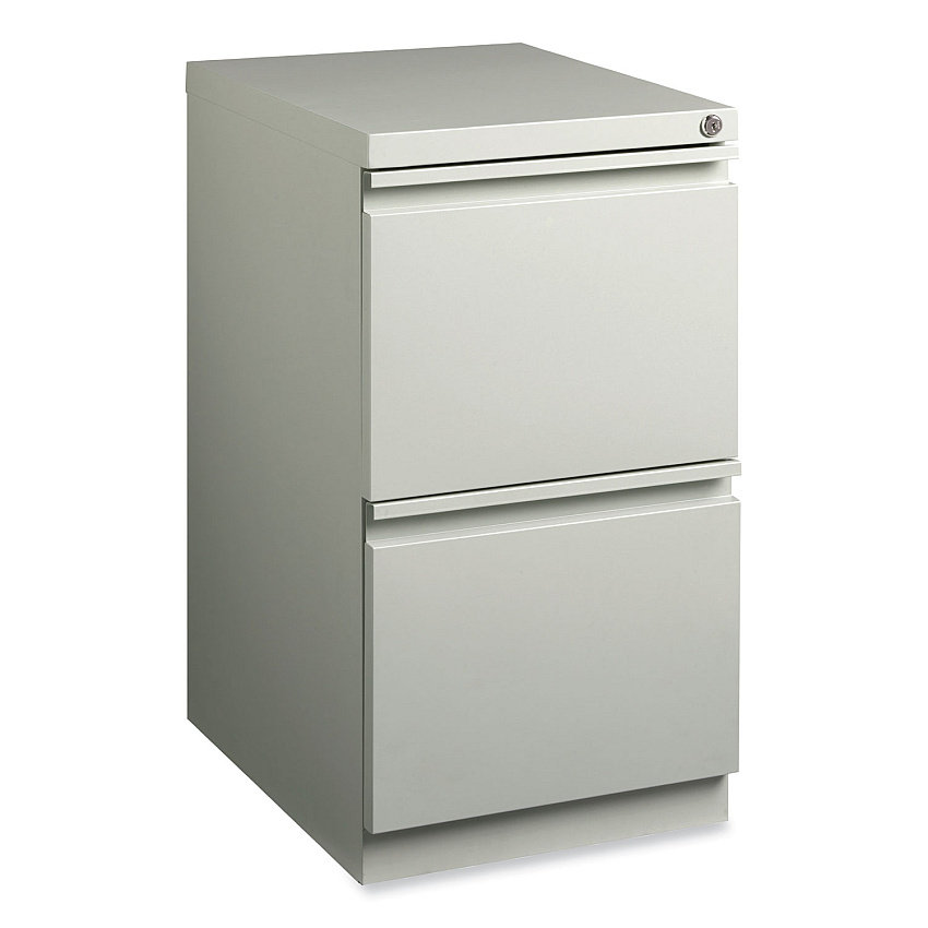 Hirsh Industries Full-Width Pull 20 Deep Mobile Pedestal File, 2-Drawer: File/File, Letter, Light Gray, 15 x 19.88 x 27.75 (18579)
