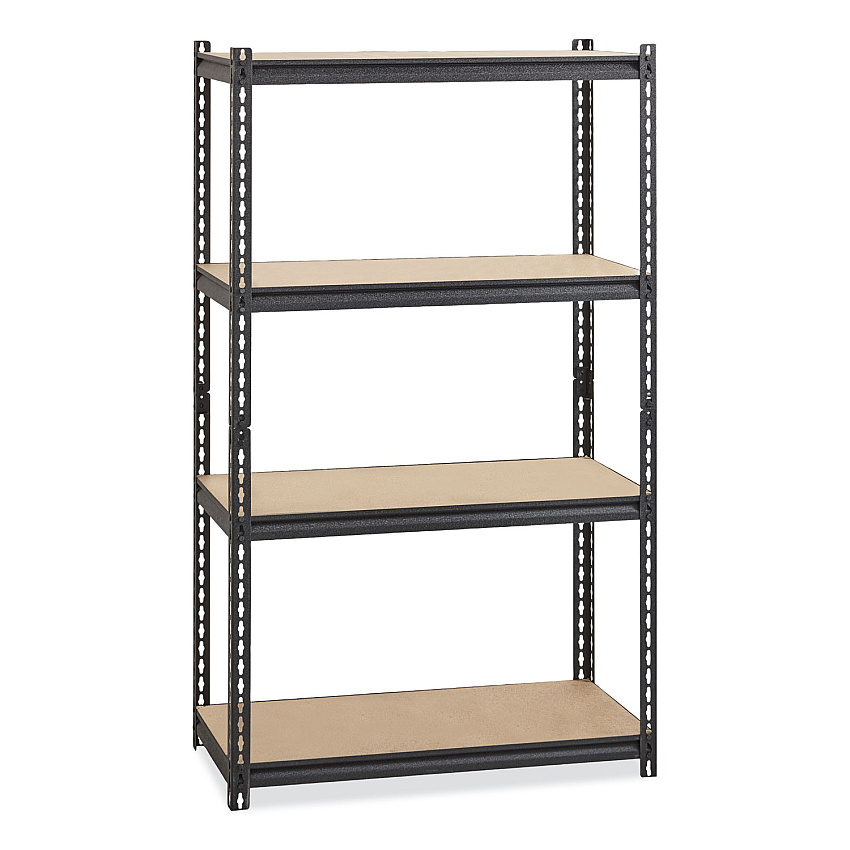 Hirsh Industries Iron Horse 2300 Rivet Shelving, Four-Shelf, 36w x 18d x 60h, Black (20991)