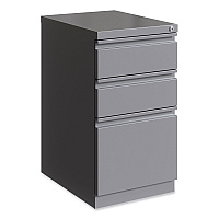 Hirsh Industries Full-Width Pull 20 Deep Mobile Pedestal File, 3-Drawer: Box/Box/File, Letter, Arctic Silver, 15 x 19.88 x 27.75 (24110)