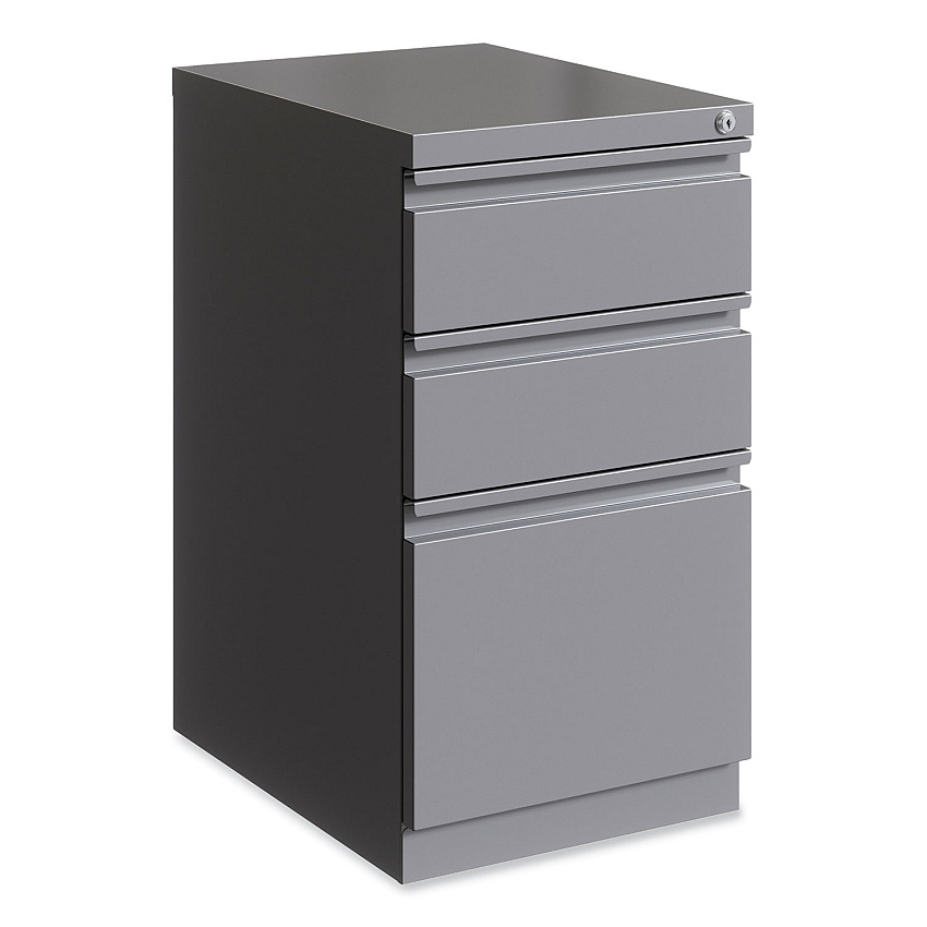 Hirsh Industries Full-Width Pull 20 Deep Mobile Pedestal File, 3-Drawer: Box/Box/File, Letter, Arctic Silver, 15 x 19.88 x 27.75 (24110)
