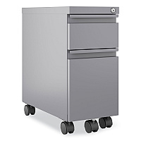 Hirsh Industries Zip Mobile Pedestal File, 2-Drawer, Box/File, Legal/Letter, Arctic Silver, 10 x 19.88 x 21.75 (24044)