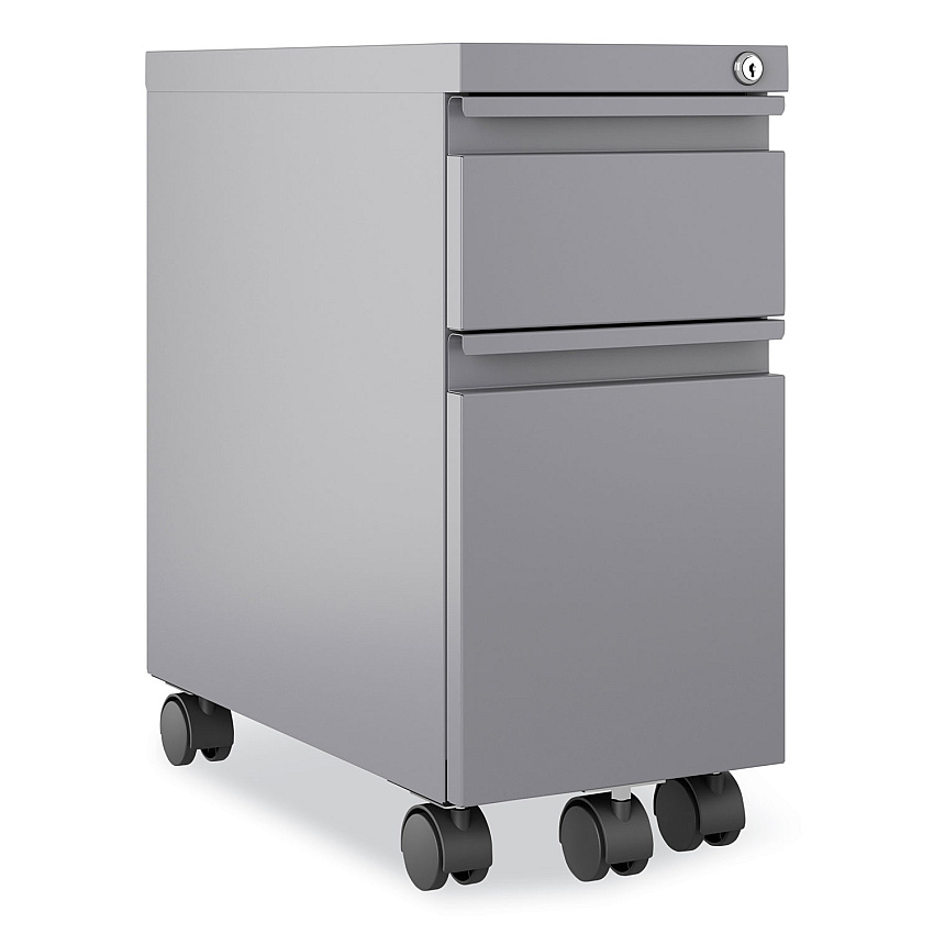 Hirsh Industries Zip Mobile Pedestal File, 2-Drawer, Box/File, Legal/Letter, Arctic Silver, 10 x 19.88 x 21.75 (24044)