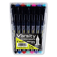 Pilot Varsity Fountain Pen, Medium 1 mm, Assorted Ink and Barrel Colors, 7/Pack (90029)
