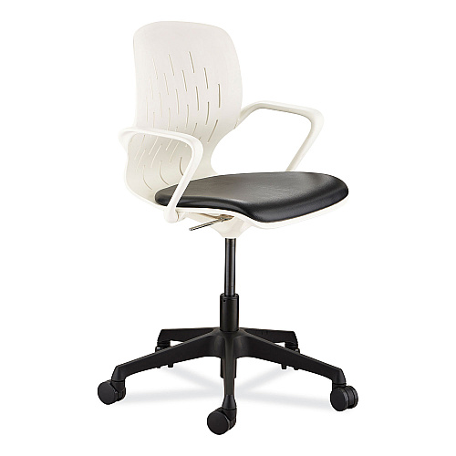 Safco Shell Desk Chair, Supports Up to 275 lb, 17" to 20" Seat Height, Black Seat, White Back, Black/White Base (7013WH)