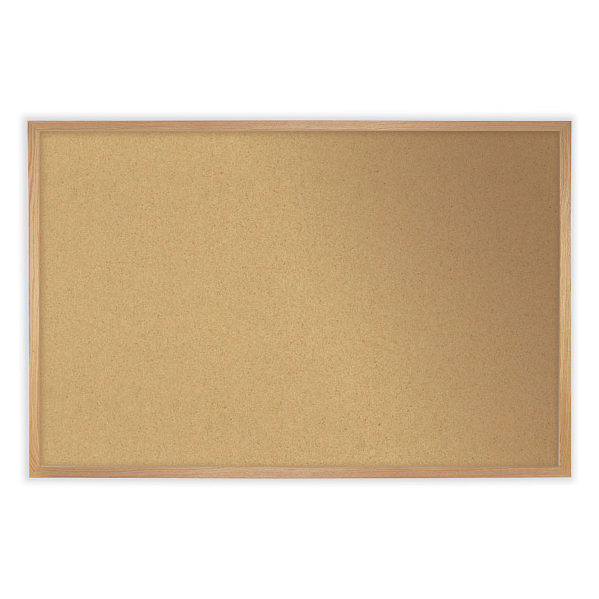 Ghent Natural Cork Bulletin Board with Frame, 72.5 x 48.5, Tan Surface, Natural Oak Frame (WK46)