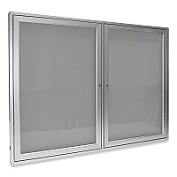 Ghent 2 Door Enclosed Vinyl Bulletin Board with Satin Aluminum Frame, 48 x 36, Silver Surface (PA23648VX193)