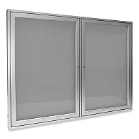 Ghent 2 Door Enclosed Vinyl Bulletin Board with Satin Aluminum Frame, 60 x 48, Silver Surface (PA24860VX193)