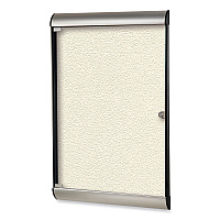Ghent Silhouette 1 Door Enclosed Ivory Vinyl Bulletin Board with Satin/Black Aluminum Frame, 27.75 x 42.13 (SILH20412)