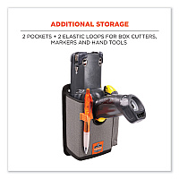 ergodyne Squids 5543 Handheld Barcode Scanner Mount Holder with Fastener Straps, 2 Compartments, 3.5 x 1.5 x 6.3, Gray (19184)