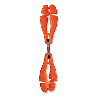 ergodyne Squids 3420 Dual Clip Swivel Glove Clip Holder, 1 x 0.6 x 5.5, Acetal Copolymer, Orange, 100/Pack (19518BULK)