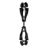 ergodyne Squids 3420 Dual Clip Swivel Glove Clip Holder, 1 x 0.6 x 5.5, Acetal Copolymer, Black, 100/Pack (19512BULK)