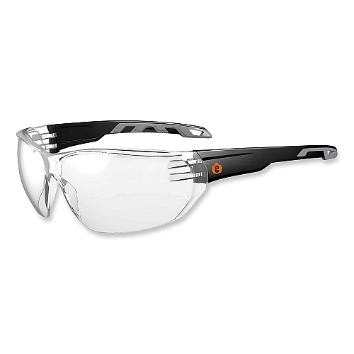 ergodyne Skullerz Vali Frameless Safety Glasses, Black Nylon Impact Frame, Anti-Fog Clear Polycarbonate Lens (59203)