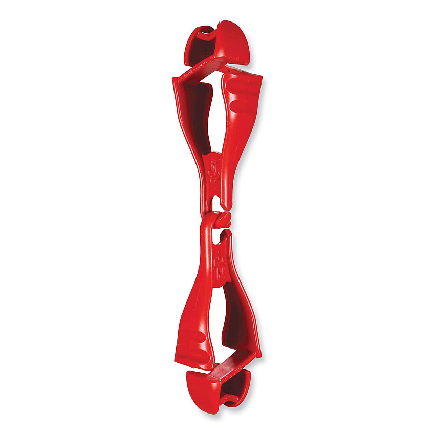 ergodyne Squids 3400 Dual Clip Glove Clip Holder, 1 x 1 x 6.5, Acetal Copolymer, Red (19113)