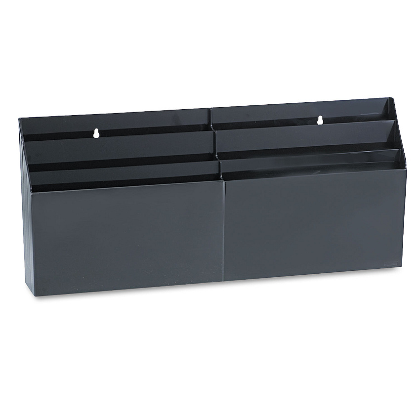 Rubbermaid Optimizers Six-Pocket Organizer, 6 Sections, Letter Size, 26.66" x 3.8" x 11.56" , Black (96060ROS)