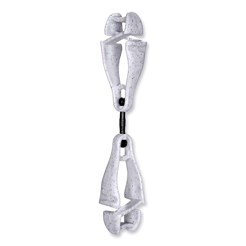 ergodyne Squids 3420 Dual Clip Swivel Glove Clip Holder, 1 x 0.6 x 5.5, Acetal Copolymer, Granite, 100/Pack (19515BULK)
