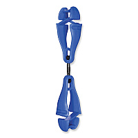 ergodyne Squids 3420 Dual Clip Swivel Glove Clip Holder, 1 x 0.6 x 5.5, Acetal Copolymer, Blue, 100/Pack (19517BULK)