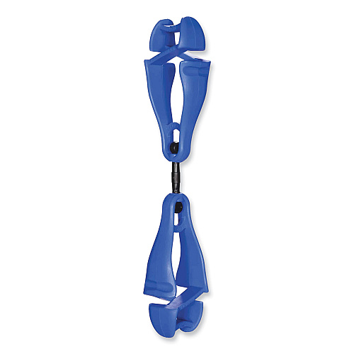 ergodyne Squids 3420 Dual Clip Swivel Glove Clip Holder, 1 x 0.6 x 5.5, Acetal Copolymer, Blue, 100/Pack (19517BULK)