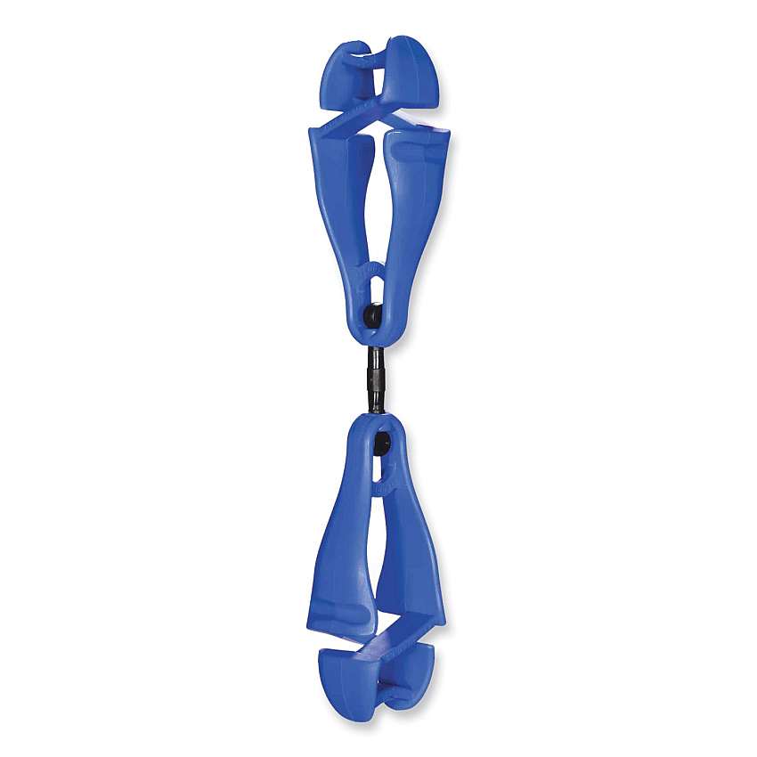 ergodyne Squids 3420 Dual Clip Swivel Glove Clip Holder, 1 x 0.6 x 5.5, Acetal Copolymer, Blue, 100/Pack (19517BULK)
