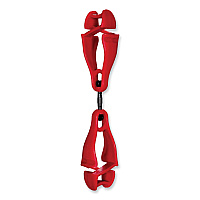 ergodyne Squids 3420 Dual Clip Swivel Glove Clip Holder, 1 x 0.6 x 5.5, Acetal Copolymer, Red,100/Pack (19513BULK)