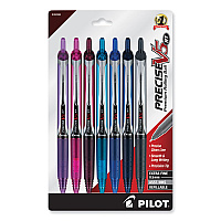 Pilot Precise V5RT Roller Ball Pen, Retractable, Extra-Fine 0.5 mm, Assorted Ink and Barrel Colors, 7/Pack (26095)