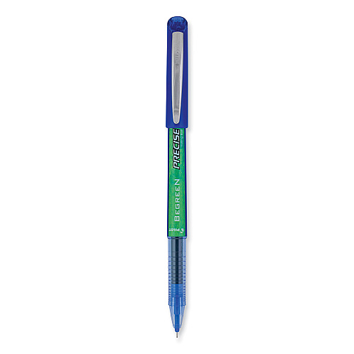 Pilot Precise V5 BeGreen Roller Ball Pen, Stick, Extra-Fine 0.5 mm, Blue Ink, Blue Barrel, Dozen (26301)