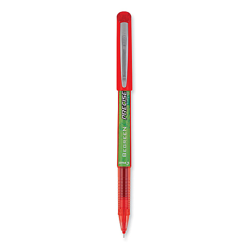 Pilot Precise V5 BeGreen Roller Ball Pen, Stick, Extra-Fine 0.5 mm, Red Ink, Red Barrel, Dozen (26302)