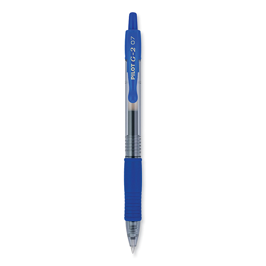 Pilot G2 Premium Gel Pen, Retractable, Fine 0.7 mm, Blue Ink, Smoke/Blue Barrel, 2/Pack (31032)