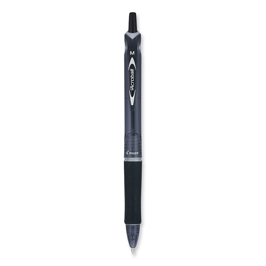 Pilot Acroball Colors Advanced Ink Hybrid Gel Pen, Retractable, Medium 1 mm, Black Ink, Smoke/Black Barrel (31821)